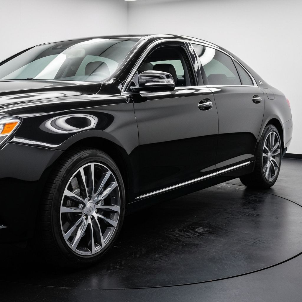 Same luxury car after professional detailing - pristine