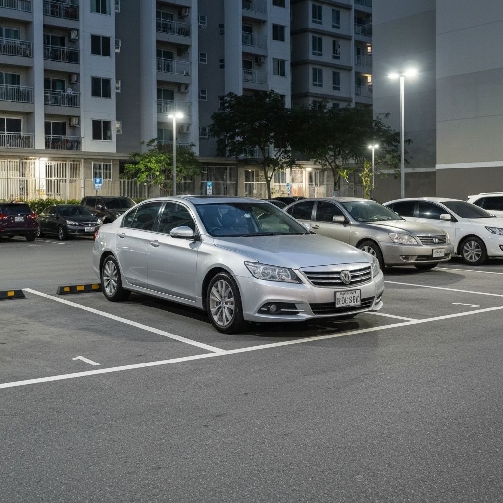 Sedan at condo complex parking area
