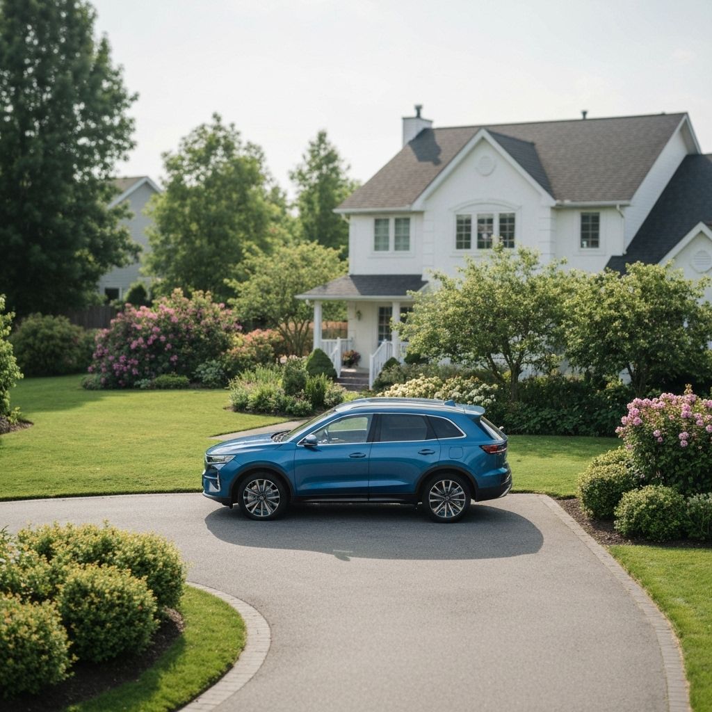 SUV parked at suburban home ready for detailing